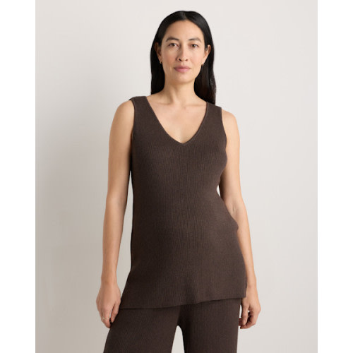 Cotton Cashmere Maternity and Nursing V-Neck Tank - Maternity in Mocha Heather - Small