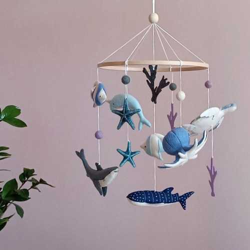 Under the sea baby mobile for crib, Sea creature nursery decor, Ocean baby mobile, Sea life mobile, Baby shower gift, New baby gift
