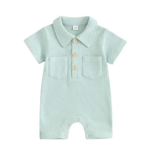Summer Savings Clearance 2025! THDHVS Newborn Onesies Boy,Newborn Baby Boy Clothes,Boys' Jumpsuit Summer Clothes Outdoor Clothes Boys Lapel Short Sleeve Rompers Blue 0-3 Months