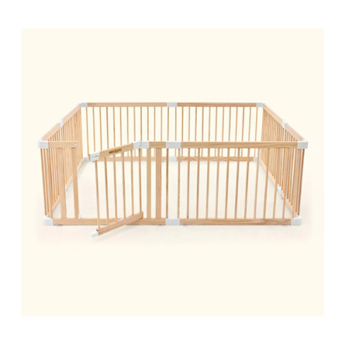 HARPPA Wooden Baby Gate Playpen | Non-Toxic Foldable DIY Adjustable Play Yard for Infants & Toddlers – Natural Finish Baby Fence for Small & Large Spaces