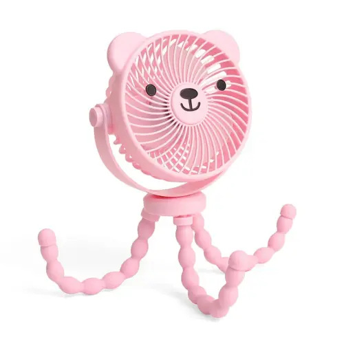 Itzy Breeze 3-Speed Stroller Fan™ - Theo the Bear Pink