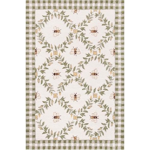 SAFAVIEH Chelsea Collection Accent Rug - 2'9" x 4'9", Ivory & Green, Hand-Hooked French Country Wool, Ideal for High Traffic Areas in Entryway, Living Room, Bedroom (HK55A)