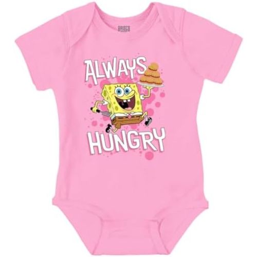 Brisco Brands Funny SpongeBob Cartoon Always Hungry Baby Romper Boys or Girls