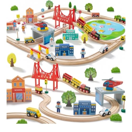 Amazon.com: Tiny Land 110PCS Wooden Train Set – Toy Train with Tracks for Kids Ages 3-7, Compatible with Major Brands, Ideal Railway Playset for Boys and Girls, Great Birthday : Toys & Games