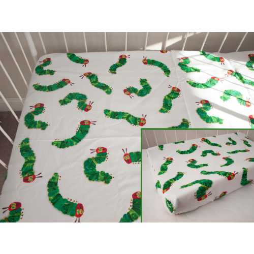Baby Bedding - Caterpillar Changing Pad Cover or Crib / Toddler Fitted Sheet - Caterpillar Fabric, Nursery, Crib Bedding, Very Hungry