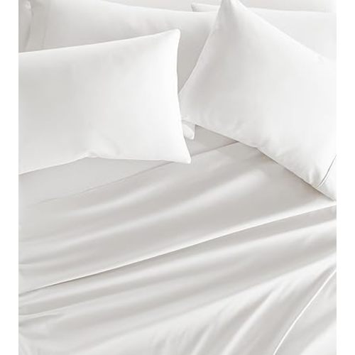 Linen Market Brushed Microfiber Full Sheet Set 4 Piece – Oeko-TEX Certified Ultra Soft & Wrinkle-Free - 16" Deep Pocket Sheets - Easy Care Full Size - White