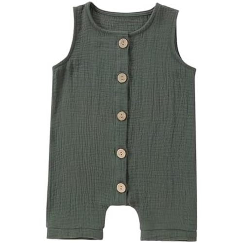 Happy Cherry Baby Unisex Sleeveless Bodysuit Infant Boys Girls Summer Romper Toddler Cotton Outfits Jumpsuit 0-24 Months