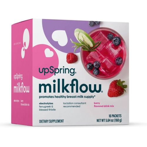 Upspring Milkflow Fenugreek + Blessed Thistle Berry Drink Mix Lactation Supplement - 16ct - Formulated with Electrolytes