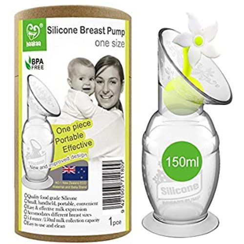 Haakaa Breast Pump with Suction Base and Flower Stopper 100% Food Grade Silicone BPA PVC and Phthalate Free (5oz/150ml) (White)