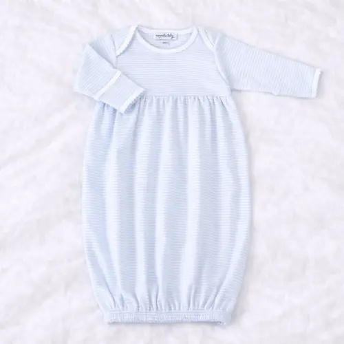 Magnolia Baby Boy Mini Stripes Gathered Gown - Light Blue