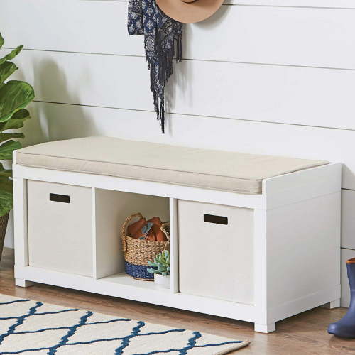 Better Homes & Gardens 3-Cube Shoe Storage 44.65" Bench, White