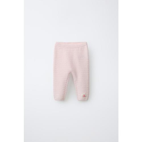 EMBROIDERED FLORAL KNIT PANTS - Light pink | ZARA United States