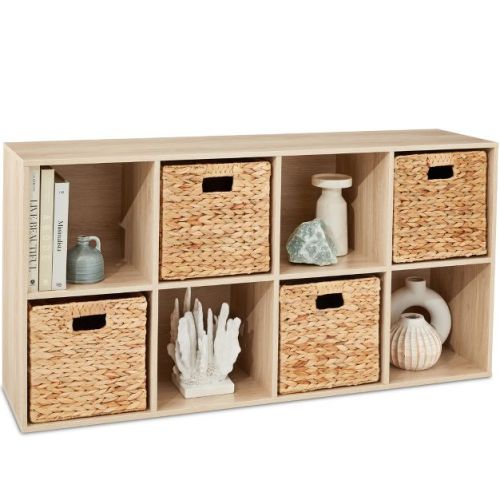Best Choice Products 8-Cube Bookshelf, 11in Display Storage System, Organizer w/ Removable Back Panels - Light Oak
