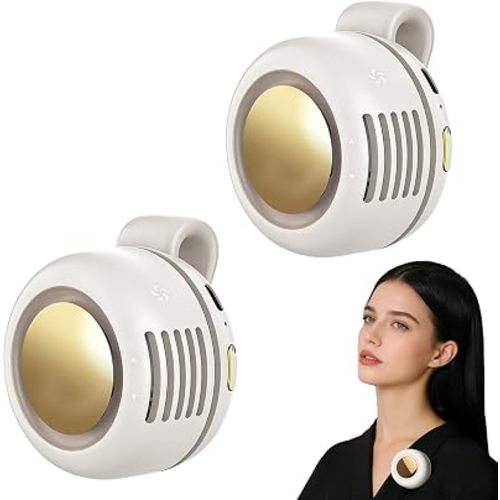 Portable Fan,2-in-1 Waist Clip On Bladeless, Ultra-Quiet Mini Personal Neck Fan 3 Speeds with 360°Adjustable Clip USB Rechargeable for Hiking,Office & Outdoor