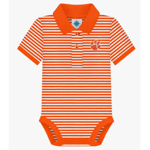 Creative Knitwear College Baby Striped Polo Bodysuit - Team Logo, Multiple Colors, for Boys & Girls (0-12 Months)