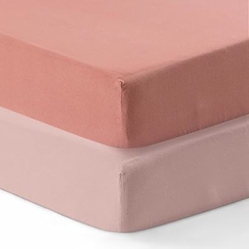 Dreamology Jersey Crib Sheets,2 Pack,Soft,Standard Crib Sheets,100% Cotton Crib Sheet,for Boy,Girl, Baby Mattress Sheets and Toddler Bed Sheets, 28x52 Crib Mattress Sheets | Rose,Dusty Pink