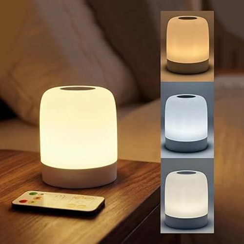 [3600mAh] Portable Dimmable Touch Night Light, 3 Colors Egg Light for baby Nursery, Rechargeable battery powered Lights for Kids Toddler room, Small Cordless Table Bedside Lamp for breastfeeding, soft