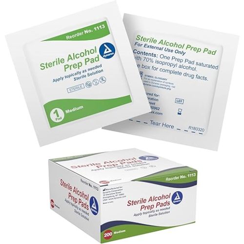 Dynarex 1113 Alcohol Prep Pad Sterile, Medium, Count 200 (Pack of 1)