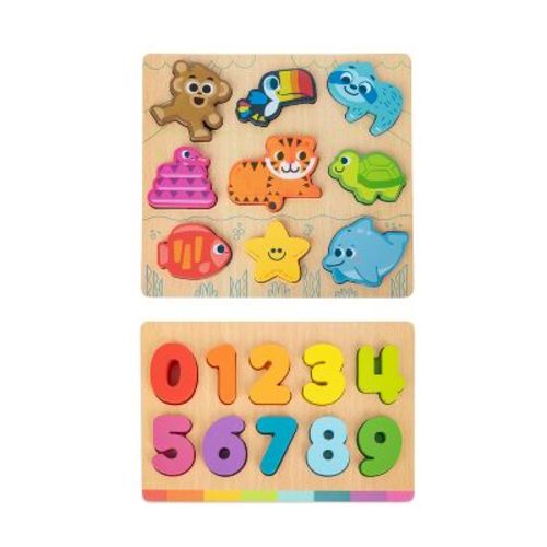 Chuckle & Roar Wooden 2pk Puzzles Numbers and Animals