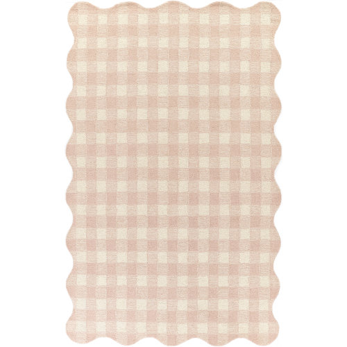 Birch Lane™ Lola Hand Tufted Wool Plaid Pink Area Rug 7'10" X 9'10" | Wayfair