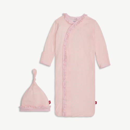 Magnetic Gown & Hat Set with Ruffle – Pin Dot Pink