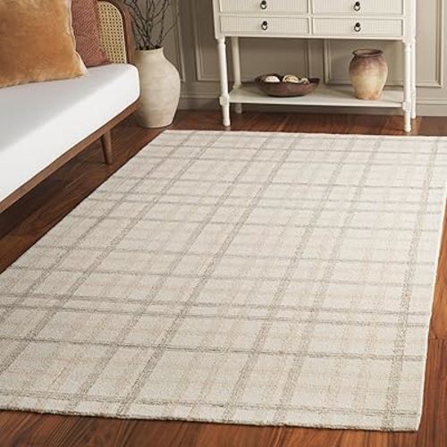 SAFAVIEH Area Rug 8x10 - Ebony Collection - Large - Beige & Ivory, Handmade Wool, Ideal for Living Room, Bedroom, Office, Dining Space (EBN141B)