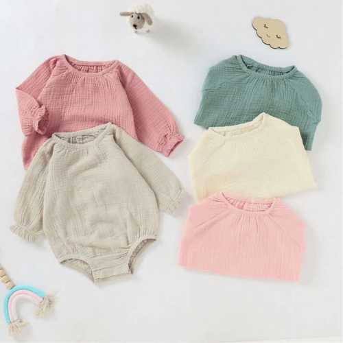 ORGANIC BUBBLE ROMPER: Soft Organic Muslin Cotton for Embroidery Blanks