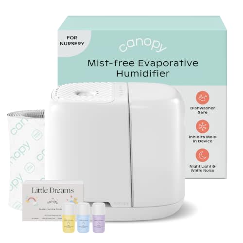 Canopy Nursery Humidifier 2.0, White, 2.5L, 36 Hr, Sleep Light & Aroma Kit