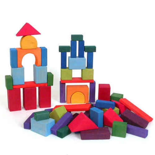 Grimm's Wooden Toys | Colored Geo Blocks (60)