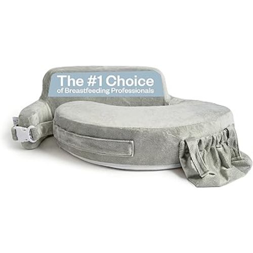 My Brest Friend Super Deluxe Nursing Pillow - Enhanced Comfort & Ergonomic Breastfeeding Pillow for Ultimate Support For Mom & Baby - Adjustable and with Handy Side Pocket, Platinum