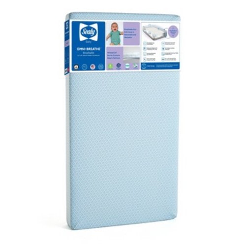 Sealy OMNI-Breathe Breathable & Sustainable Foam Crib Mattress PVC-Free - White