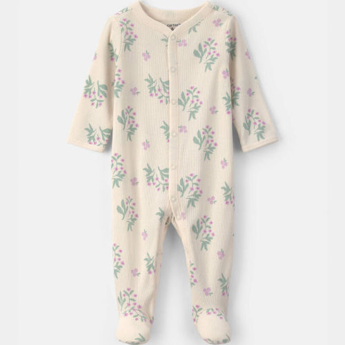 Baby Girl Floral Cotton Sleeper - Ivory | Carter’s Oshkosh Canada