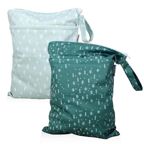 Mama Koala Waterproof Diaper Pods for Baby Items, Cloth Diapers, Swimsuits, Travel, Gym Clothes, Beach, Pump Parts, Toiletries, 2 Pack(DP-Pine Forest)