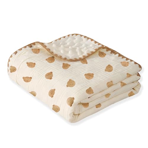 Baby Muslin Blanket,Printed Bed Throws Newborn Receiving Blankets,Toddler Cotton Soft Quilt,Gender Neutral Baby Items,Cobijas para Bebe, Crib Security Blankets for Unisex Boys Girls Babies