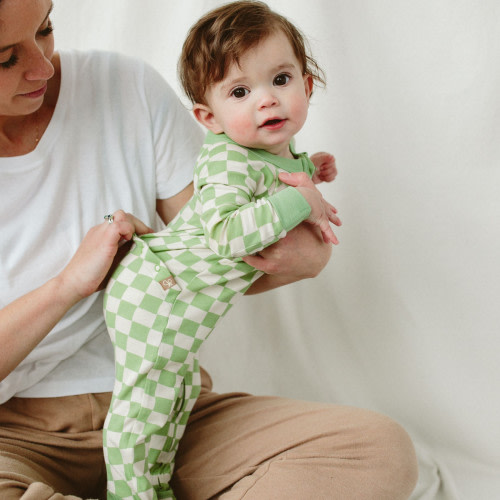 Goumi Kids Grow With You Footie- Snug Fit - Cabana Green, 0-3 M