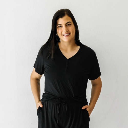 Black Women's Short Sleeve Pajama Top - Little Sleepies