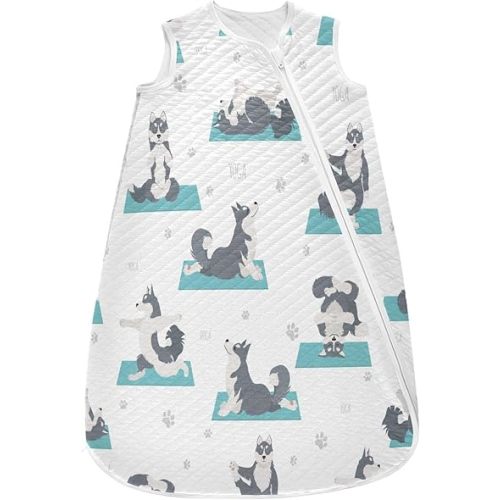 Unisex Yoga Dogs Exercises Siberian Husky Baby Sleeping Bag,Baby Wearable Blanket,Babies Sleep Sack,Sleep Suit for Toddler Infant Newborn 0-6 Months