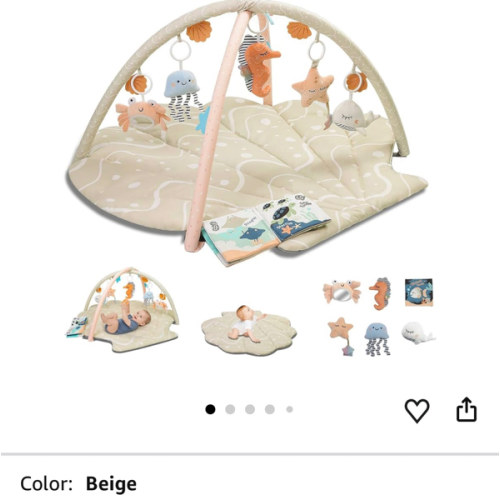 Amazon.com : Suihuooo Baby Play Mat, Oversize Shell Tummy Time Mat with 6 Detachable Baby Activity Toys, Baby Gyms & Playmats for Babies 0-12 Months, Baby Essentials Mat for Floor Newborn Baby Shower Gifts (Beige) : Baby