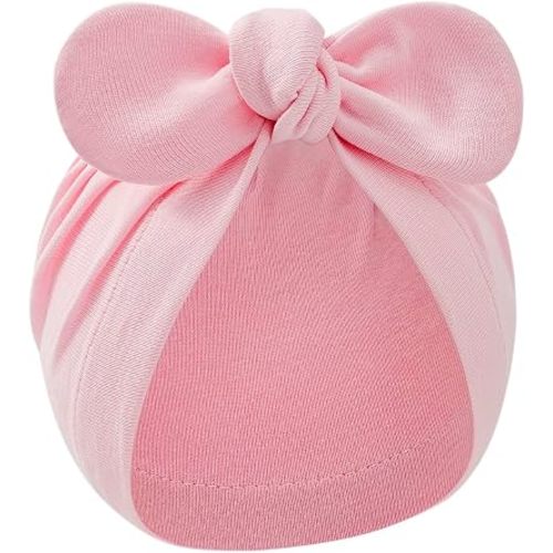 Century Star Newborn Hat for Baby Girls Infant Toddler Soft Hospital Hats Beanie Baby Turbans Head Wrap with Bow Cap