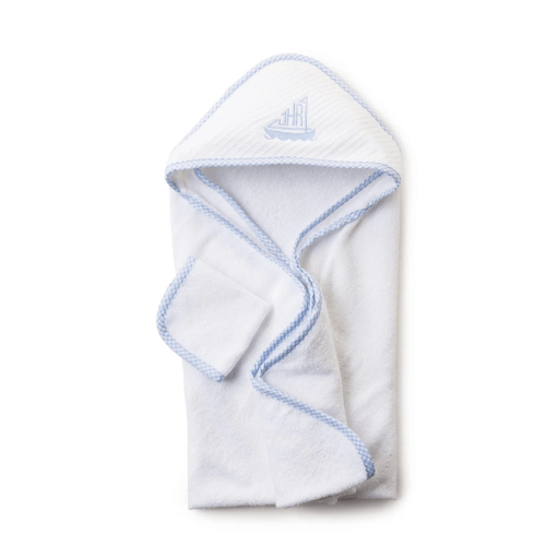 Hooded Towel, Blue Gingham Trim