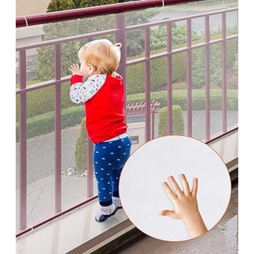 Child Safety Net, Durable Banister Guard for Baby Safety Stairs Railing Balcony Cribs, Banister Stair Mesh Baby Proofing, Easy to Install Stair Netting for Kids, Pets, Toys - (10ft Lx2.5ft H) White