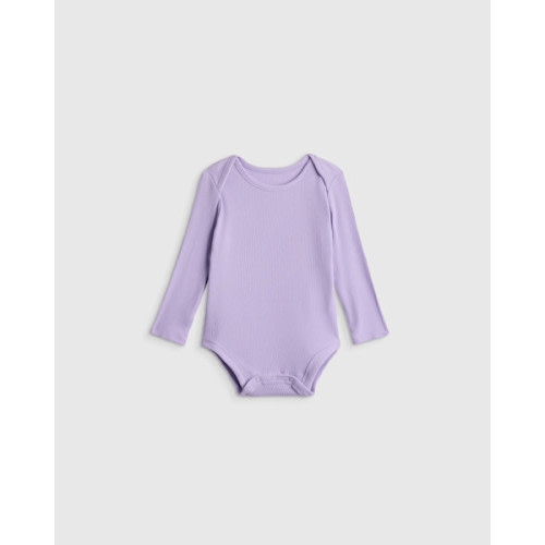 Softest Rib Long Sleeve Bodysuit in Grey Stripe