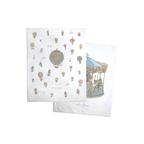 Reversible Quilt - Hot Air Balloons / Carousel Blue