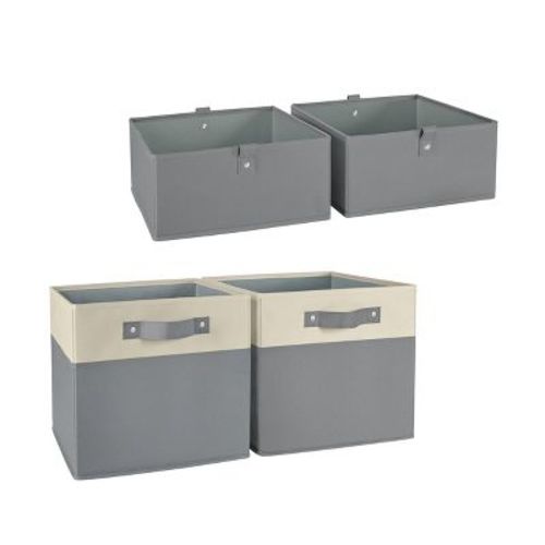RiverRidge Kids' 2pc 5" and 2pc Two-Tone Collapsible Cube Fabric Storage Bins with Handles for Playroom Organization