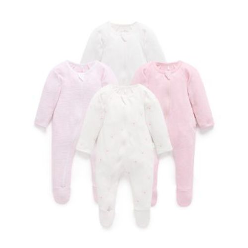Girls' 4 Pack Zip Footie - Baby