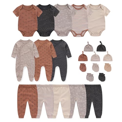 JELYLOVE 23 Pack Baby Boy Girl Bodysuits And Pants Sets New Born Outfits | newborn essentials set,unisex baby pants sets,easy to mix & match,everyday wear,easy diaper changes,perfect for new parents