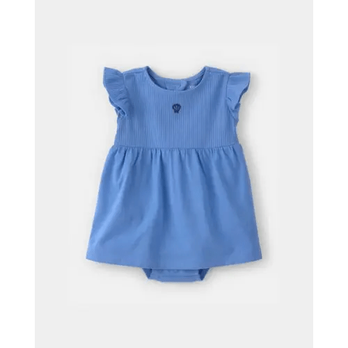 Baby Girl Seashell Short-Sleeve Bodysuit Dress - Blue | Carter's