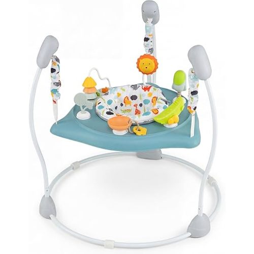 HONEY JOY Baby Bouncer Activity Center, Infant Jumper and Table w/ 360° Rotary Seat, 3 Adjustable Heights, Music, Sounds & Developmental Toys, Activity Center for Babies(Light Blue)