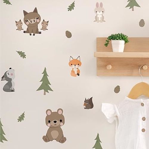 Forest Animals Decals - Easy-to-Apply & Removable Wall Stickers: Transform Your Toddlers Bedroom with Durable, Vibrant Peel-and-Stick Wall Decor – Stickers for Kids