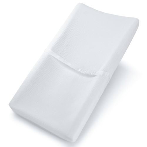 Comfy Cubs Muslin Changing Pad Cover, Soft Diaper Changing Station Covers for Baby (White)